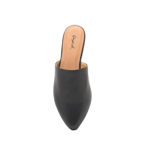 Qupid Shoes Faux Leather Mule Flats In Black Poshmark